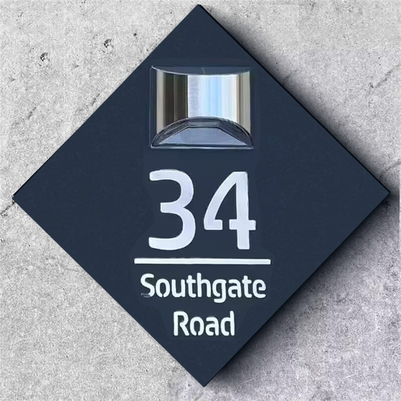 Personalized Diamond-Shaped Solar Light Laser Cutting House Plate