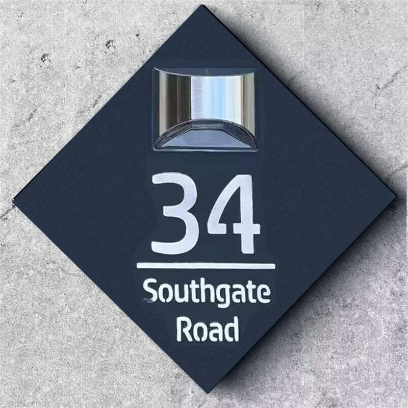 Personalized Diamond-Shaped Solar Light Laser Cutting House Plate