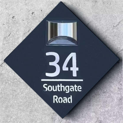 Personalized Diamond-Shaped Solar Light Laser Cutting House Plate