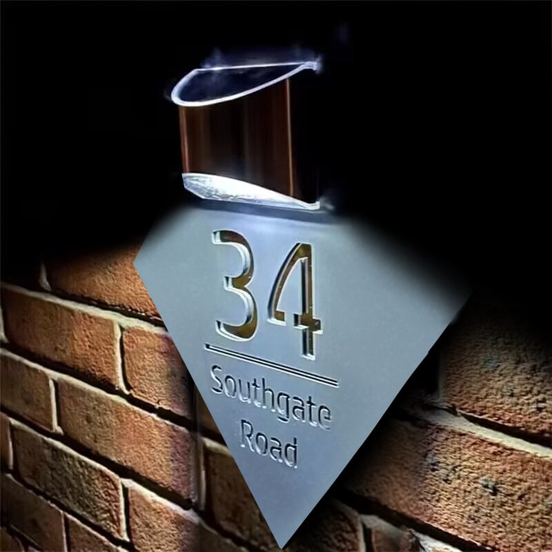 Personalized Diamond-Shaped Solar Light Laser Cutting House Plate