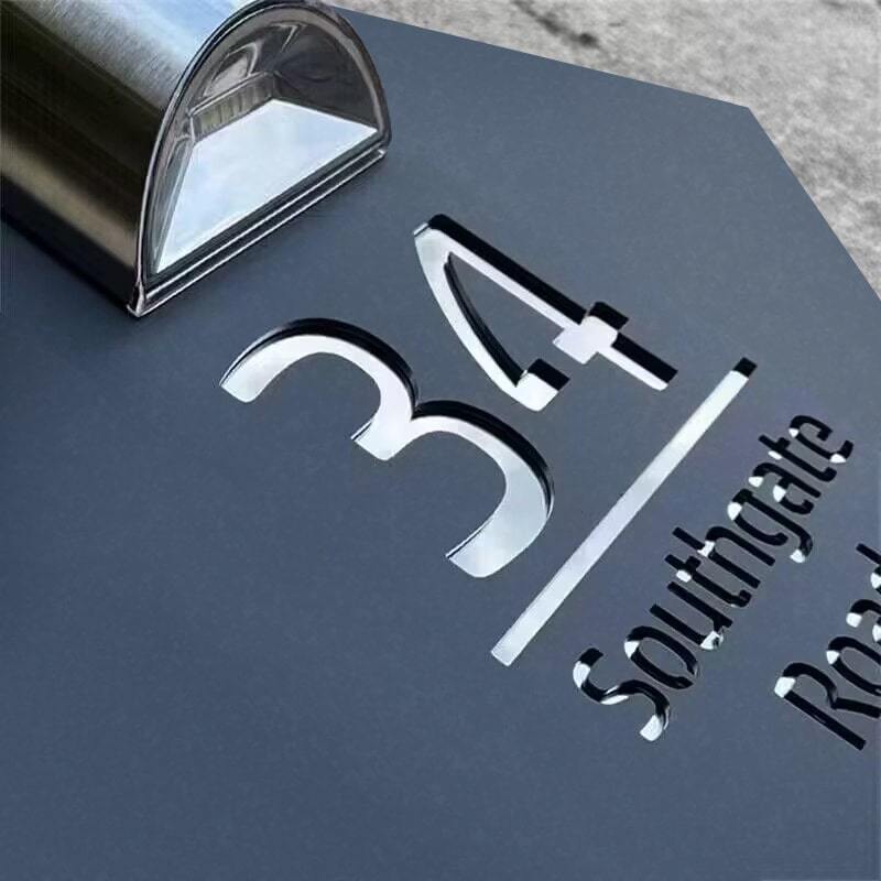 Personalized Diamond-Shaped Solar Light Laser Cutting House Plate