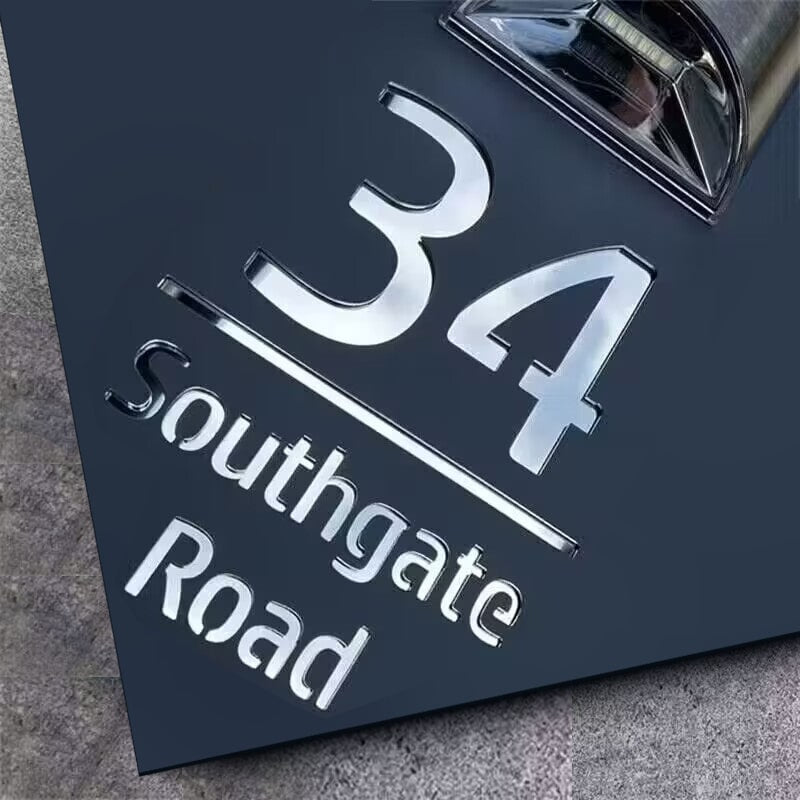 Personalized Diamond-Shaped Solar Light Laser Cutting House Plate