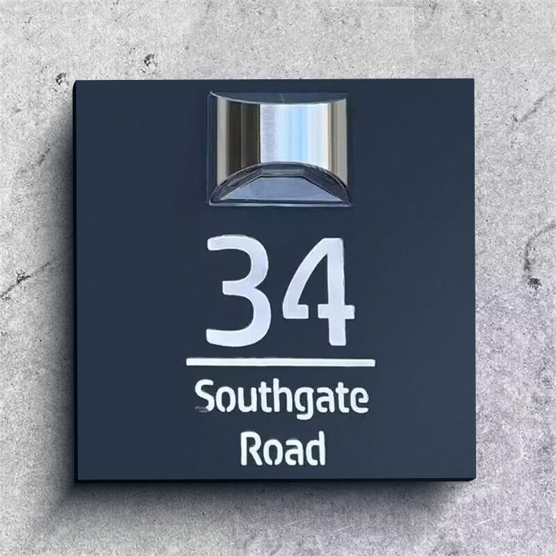 Personalized Modern Solar Light Laser Cutting House Plate