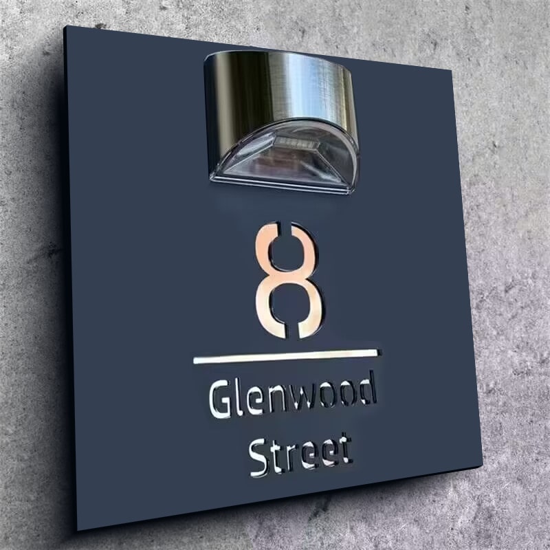 Personalized Modern Solar Light Laser Cutting House Plate