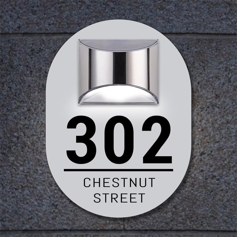 Personalized Oval Solar House Sign