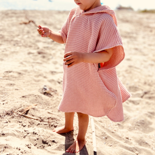 Personalized Embroidery Kids Waffle Bathrobe Cape - Suitable For Children Aged 2-7