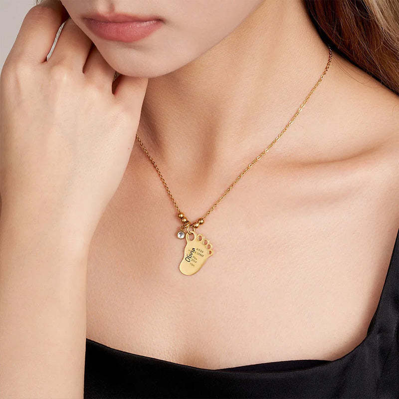 Collier d'anniversaire personnalisé avec empreinte de pied de bébé
