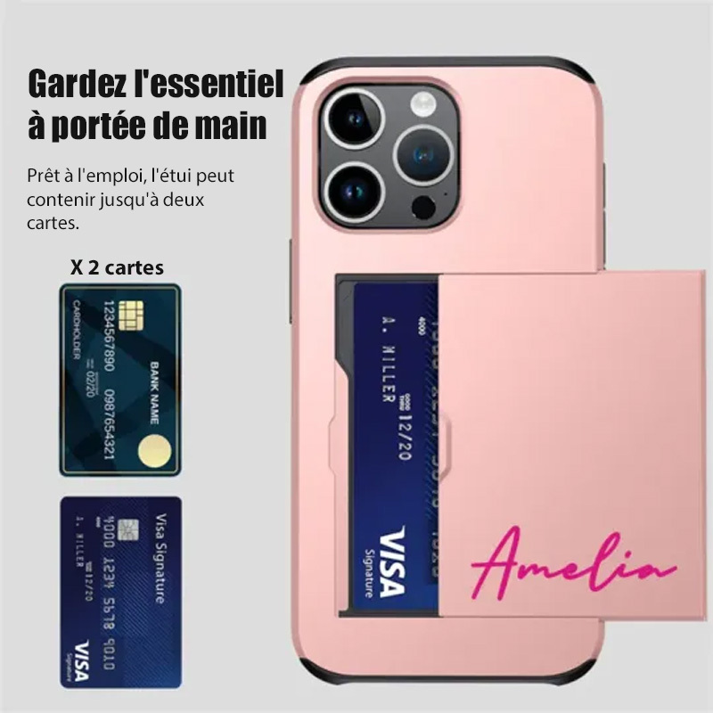 Étui portefeuille fin avec fente pour carte cachée et double couche Personlig Monogram