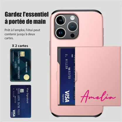 Étui portefeuille fin avec fente pour carte cachée et double couche Personlig Monogram