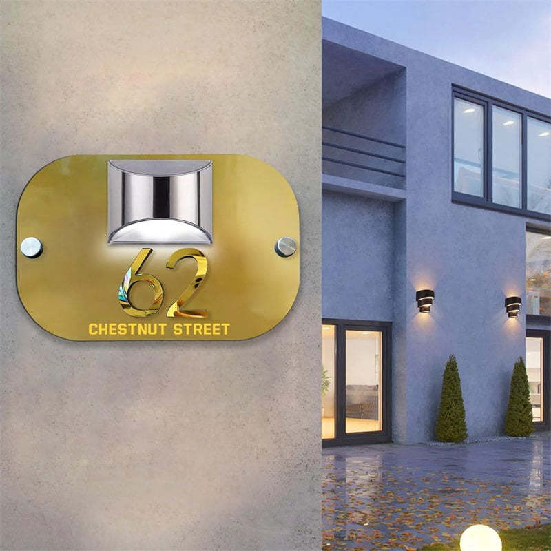Personalized Solar 3D House Number Sign
