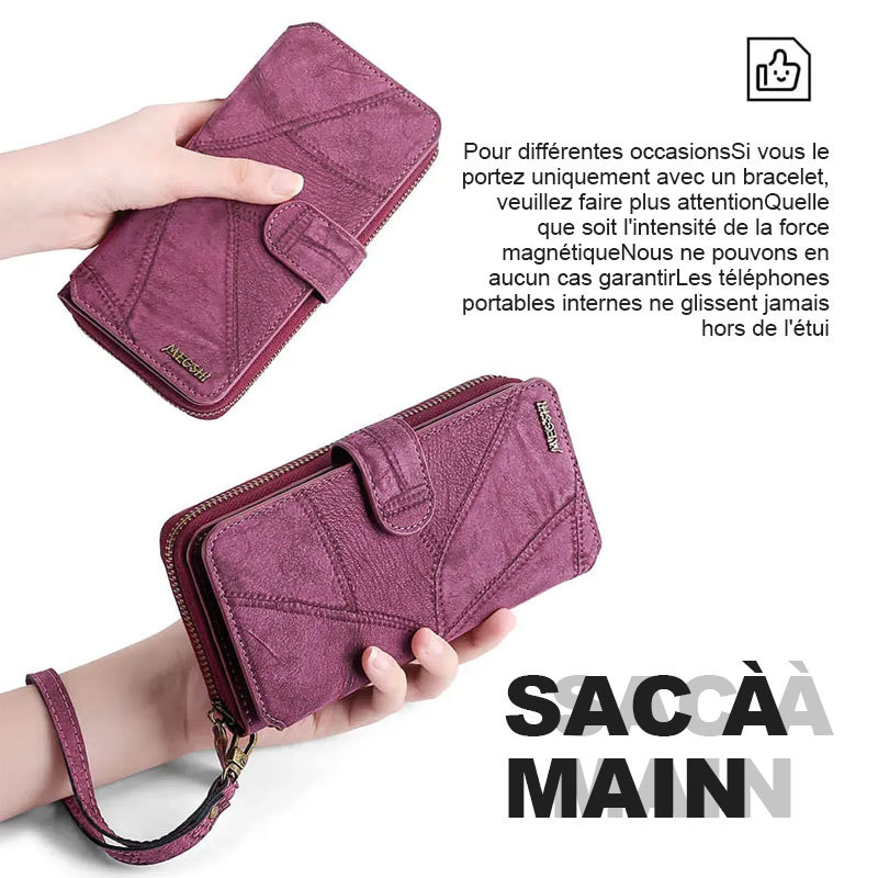 Étui de téléphone détachable avec portefeuille à fermeture éclair monogramme personnalisé