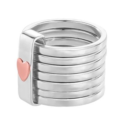 Bagues empilables rustiques personnalisées pour mères avec cœur