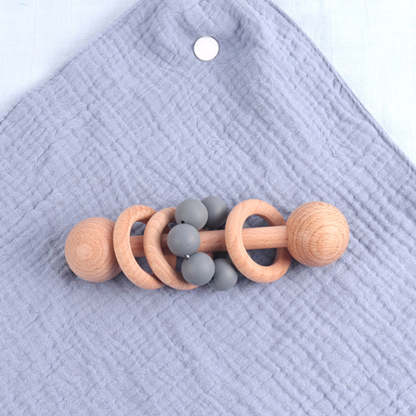 Personalized Wooden Baby Rattle with Engraved Name for Infant Baby Shower Birthday Gift