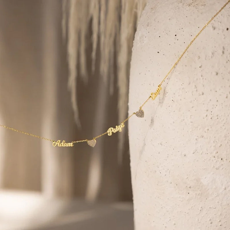 Aangepaste naam & effenen hart charme ketting