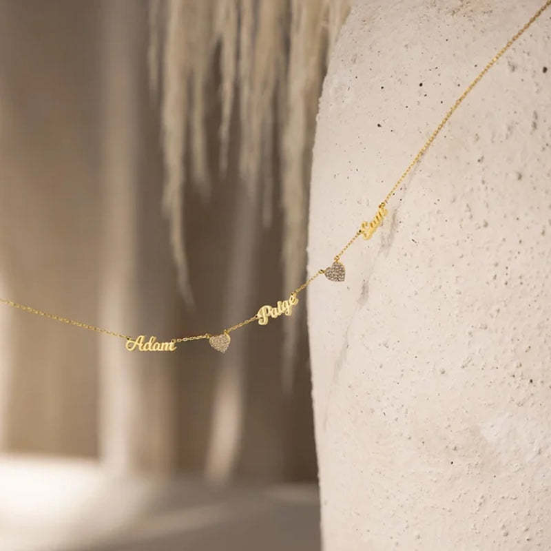 Aangepaste naam & effenen hart charme ketting