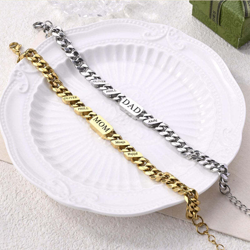 Bracelet tendance avec nom personnalisé – Cadeau de Thanksgiving/Noël/Anniversaire/Fête des Pèresy Gift