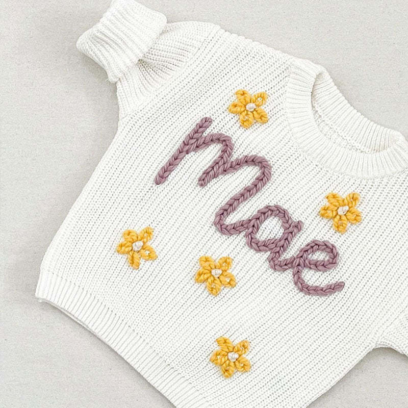Personalized Hand Embroidered Baby Sweater