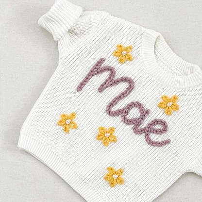 Personalized Hand Embroidered Baby Sweater
