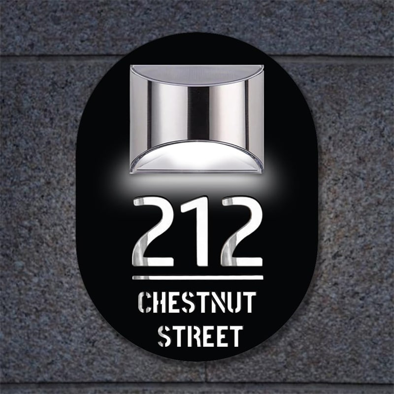 Personalized Solar Cut House Number Sign