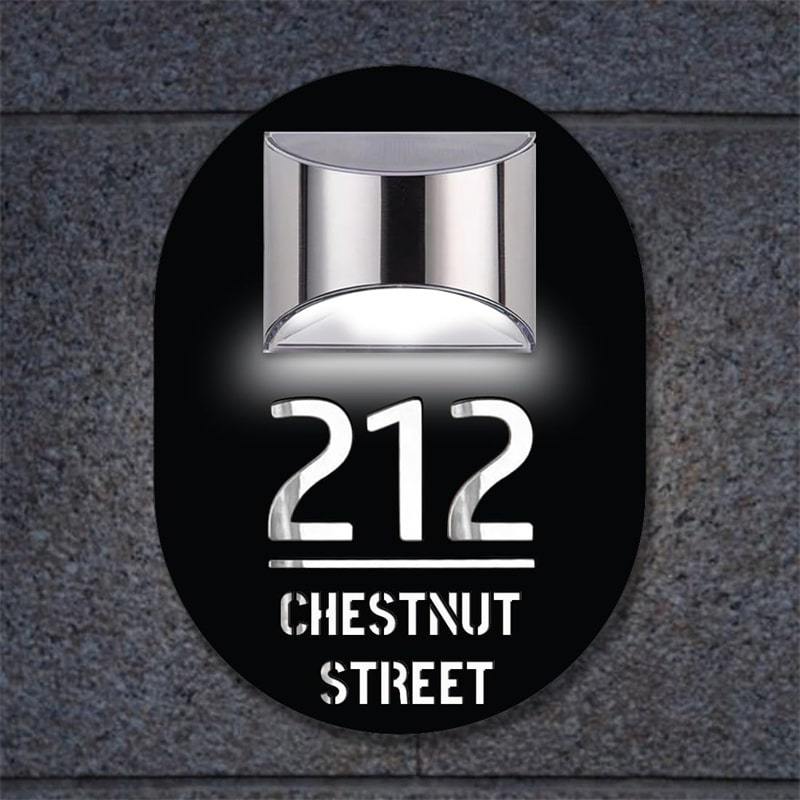 Personalized Solar Cut House Number Sign