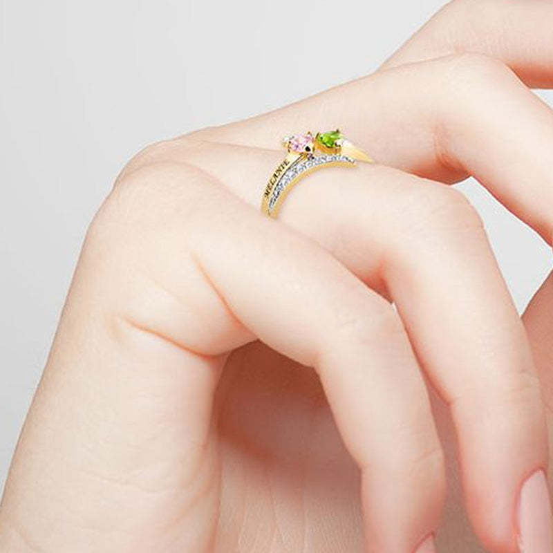 I Love You Forever - Personalized Promise Birthstones Ring