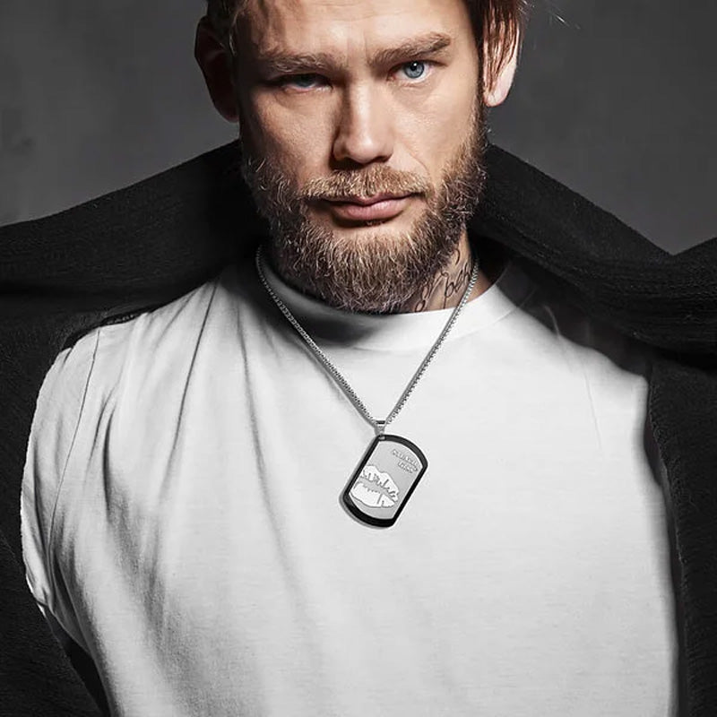 Personalized Engraved Lip Print Kiss Men's Necklace with Name Text Valentine's Day Anniversary Gift for Him