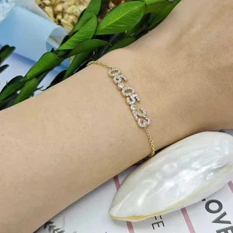 Bracelet d'anniversaire personnalisé avec zircones micro-pavées
