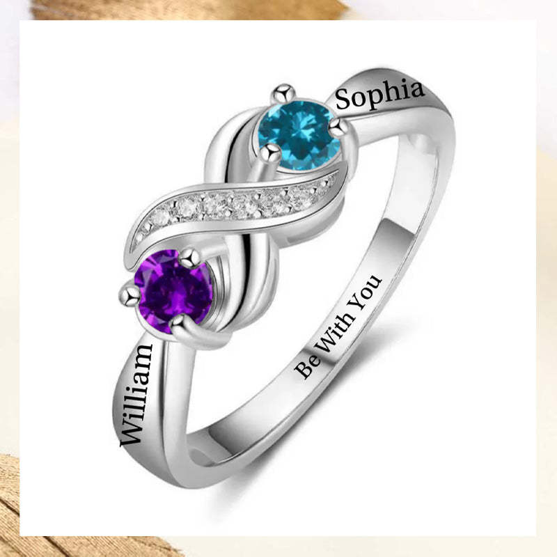 Bague De Naissance Personnalisée Pour Couple Avec Pierre De Naissance 