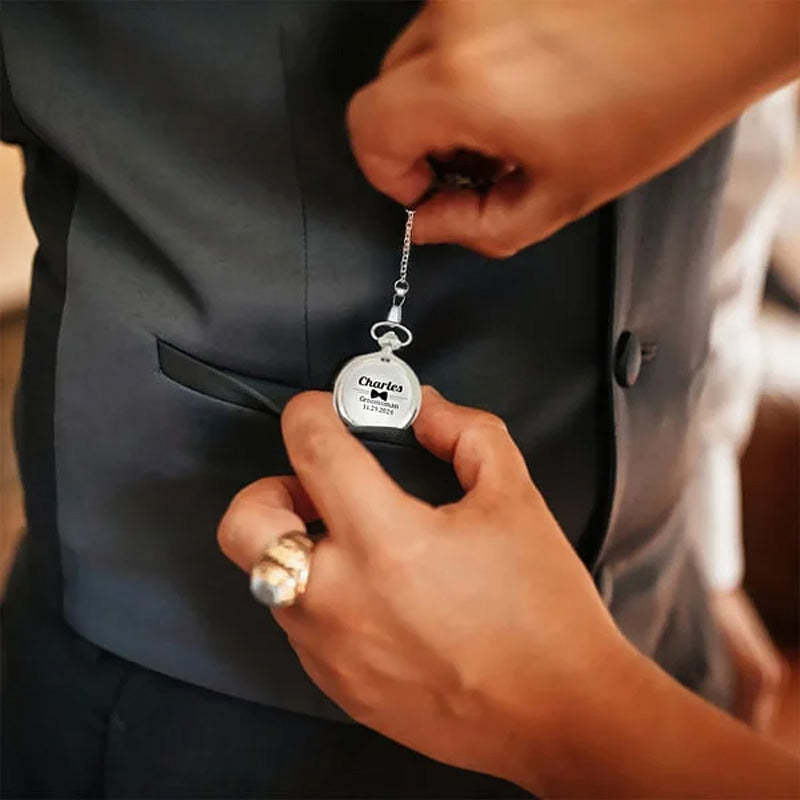 Montre de poche classique avec monogramme gravé personnalisé, cadeau d'anniversaire, de Saint-Valentin, de fête des pères pour homme