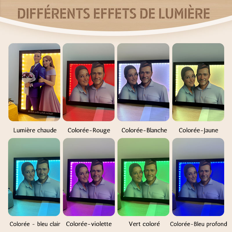 Cadre photo personnalisé en bois coloré de style dessin animé 3D