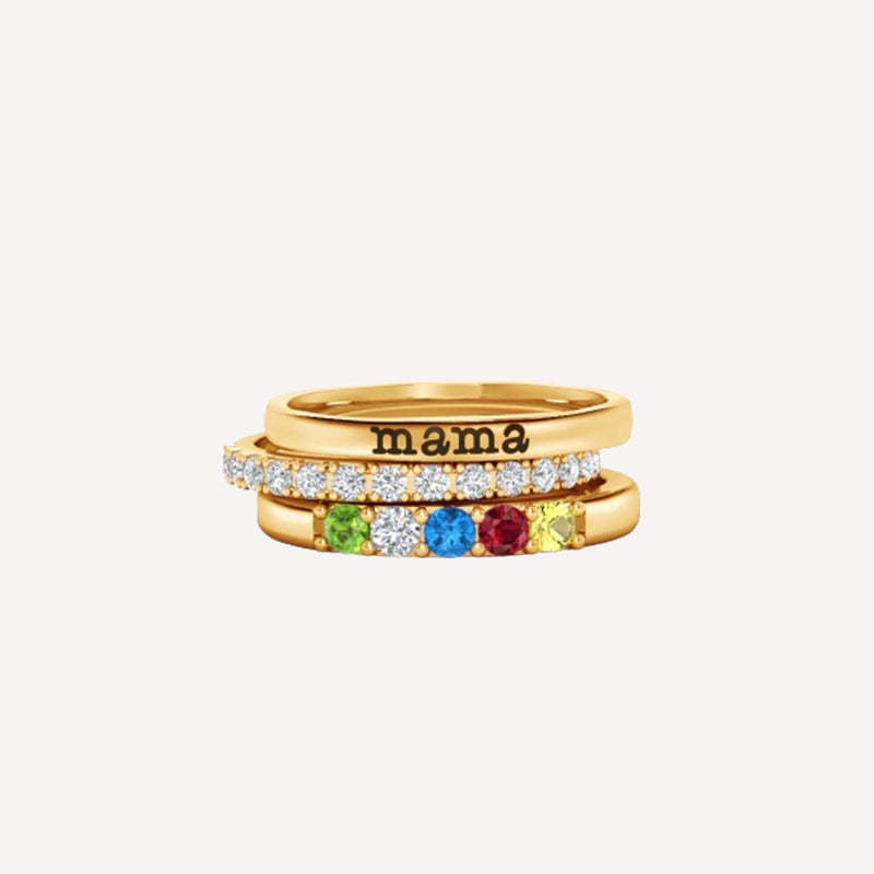 Bague de naissance familiale personnalisée - Cadeau pour grand-mère/maman