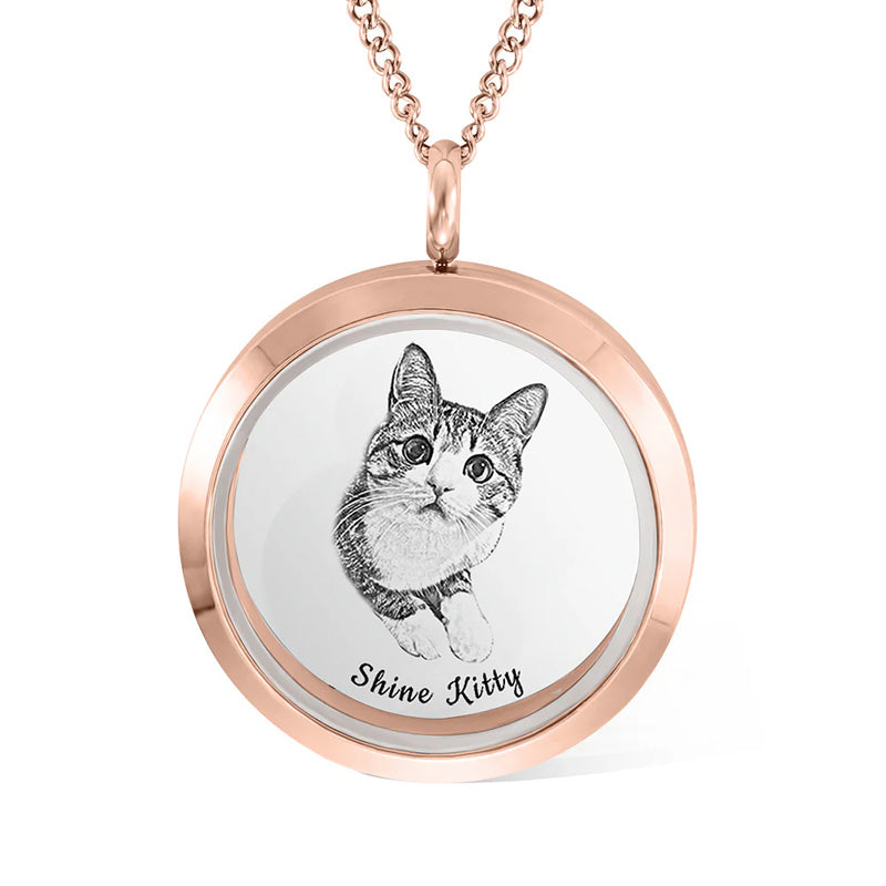 Collier souvenir personnalisé en fourrure d'animal de compagnie avec portrait, bijoux commémoratifs, cadeau de perte d'animal de compagnie pour elle