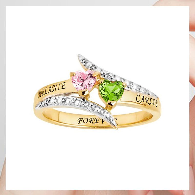 I Love You Forever - Personalized Promise Birthstones Ring