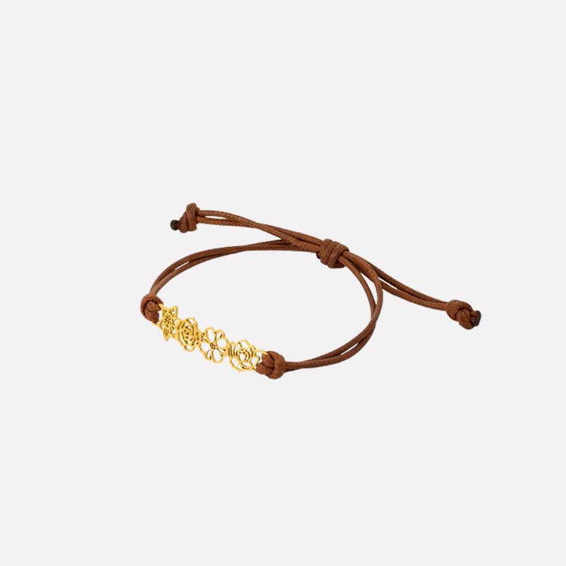 Bracelet en cuir avec fleur de naissance personnalisée