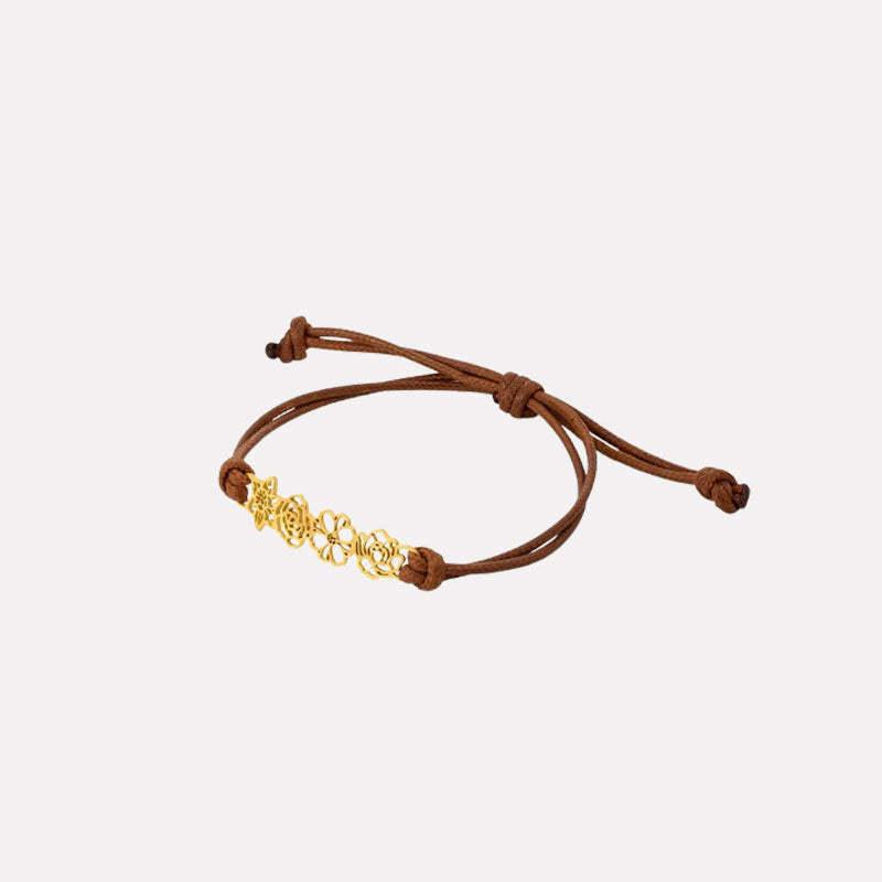 Bracelet en cuir avec fleur de naissance personnalisée