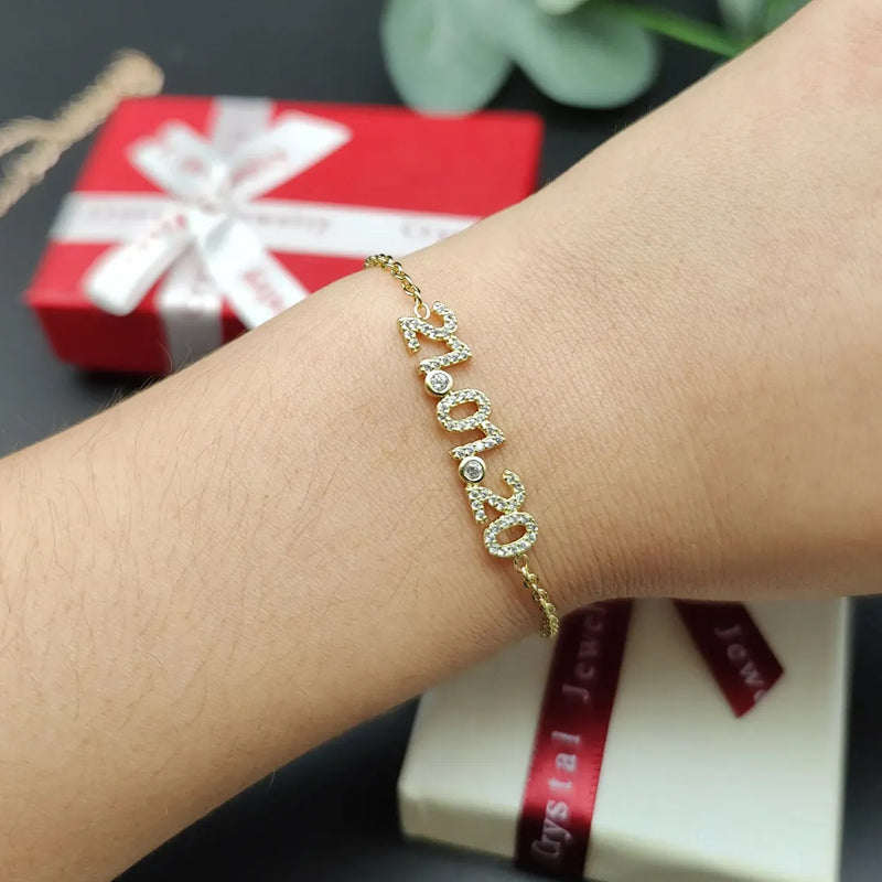 Bracelet d'anniversaire personnalisé avec zircones micro-pavées