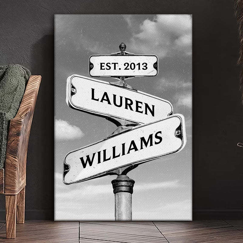 Personalized Canvas Vintage Street Sign for Couples
