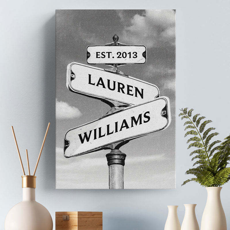 Personalized Canvas Vintage Street Sign for Couples