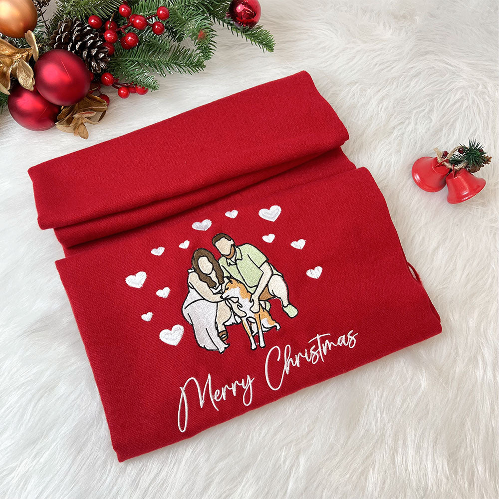 50%OFF⭐️Personalized Photo and Text Embroidered Couple Scarf - A Warm Christmas Gift