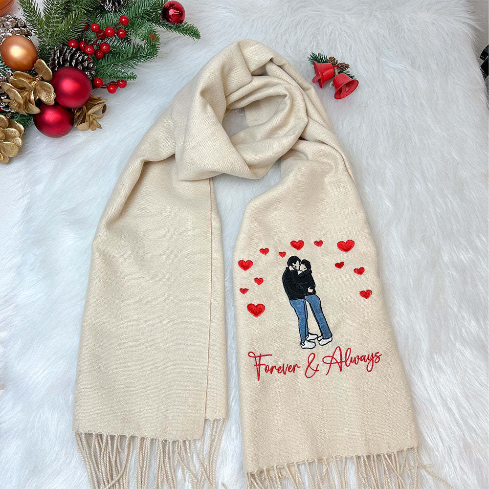 50%OFF⭐️Personalized Photo and Text Embroidered Couple Scarf - A Warm Christmas Gift