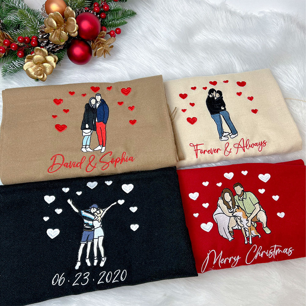 50%OFF⭐️Personalized Photo and Text Embroidered Couple Scarf - A Warm Christmas Gift