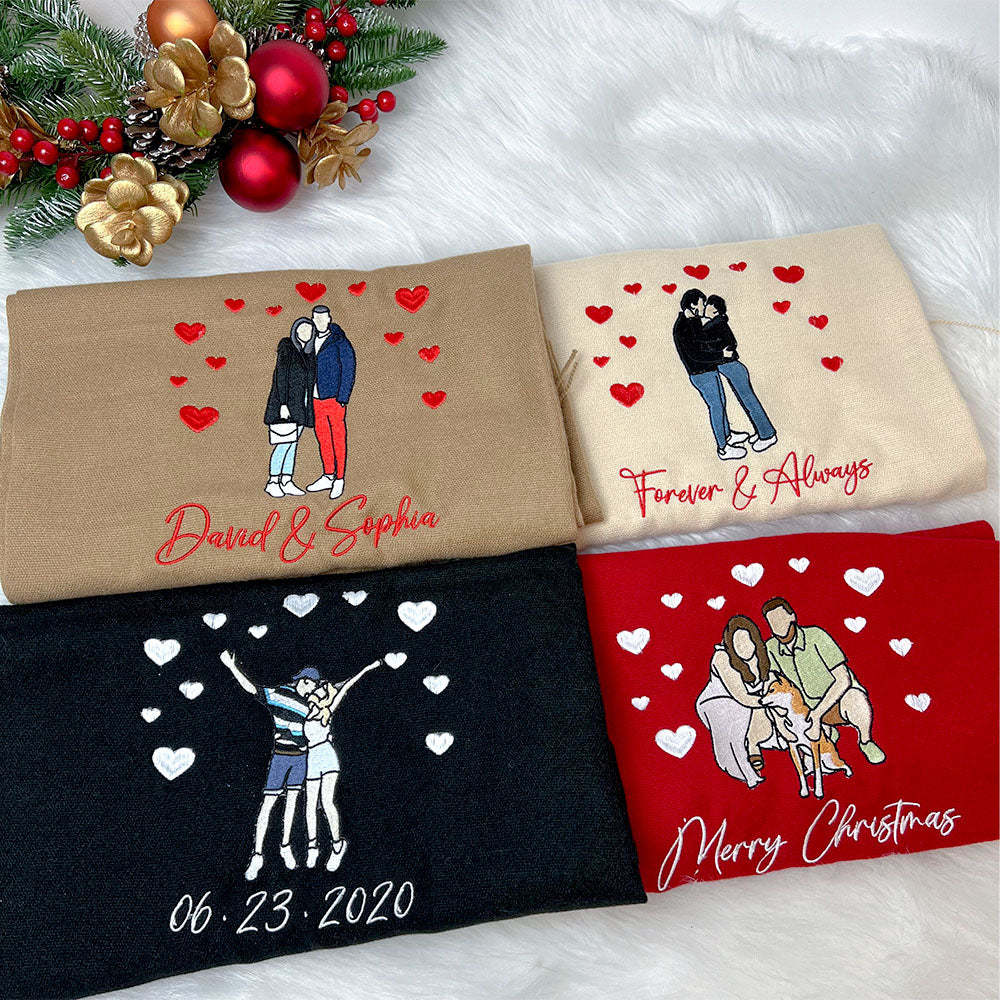 50%OFF⭐️Personalized Photo and Text Embroidered Couple Scarf - A Warm Christmas Gift