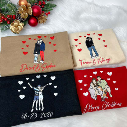 50%OFF⭐️Personalized Photo and Text Embroidered Couple Scarf - A Warm Christmas Gift