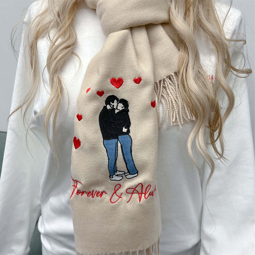 50%OFF⭐️Personalized Photo and Text Embroidered Couple Scarf - A Warm Christmas Gift
