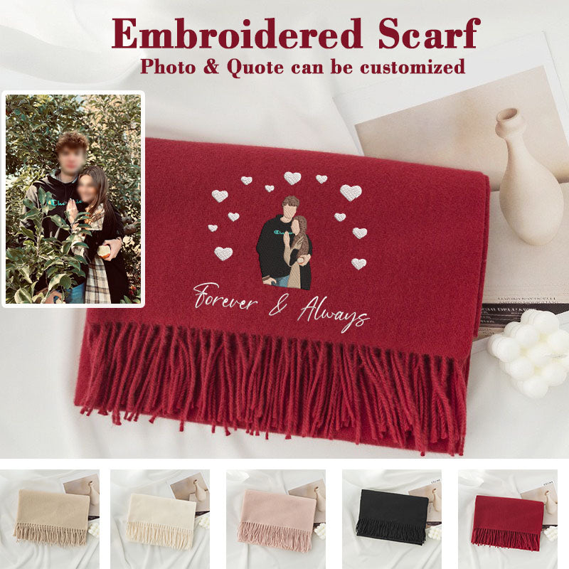 50%OFF⭐️Personalized Photo and Text Embroidered Couple Scarf - A Warm Christmas Gift