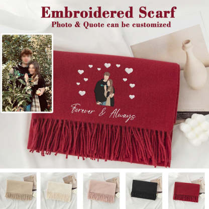 50%OFF⭐️Personalized Photo and Text Embroidered Couple Scarf - A Warm Christmas Gift