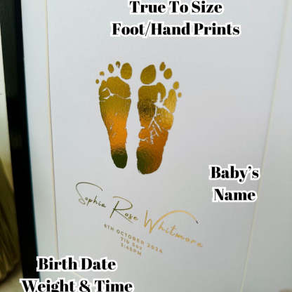 Cadre photo personnalisé avec empreintes de mains et de pieds de bébé