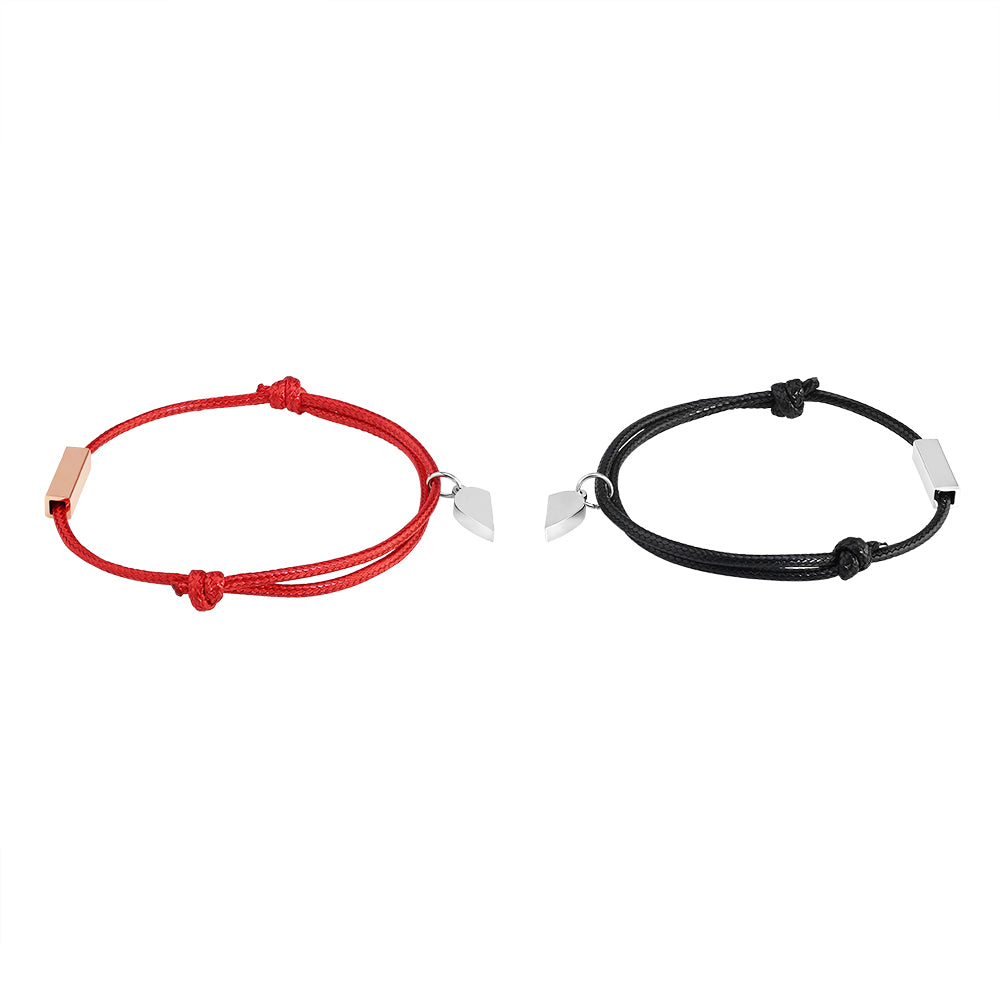 Bracelets de couple tressés assortis personnalisés Noms personnalisés Bracelets magnétiques Cadeaux de Saint-Valentin pour couple