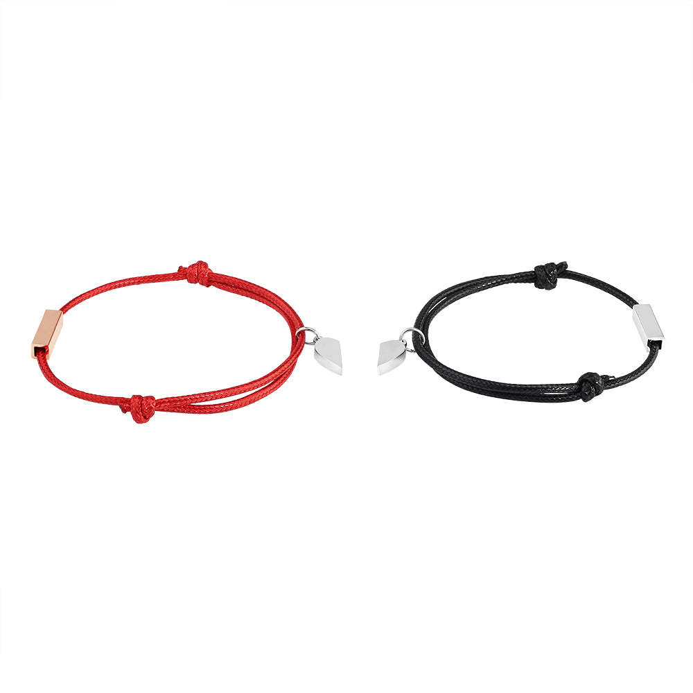 Bracelets de couple tressés assortis personnalisés Noms personnalisés Bracelets magnétiques Cadeaux de Saint-Valentin pour couple