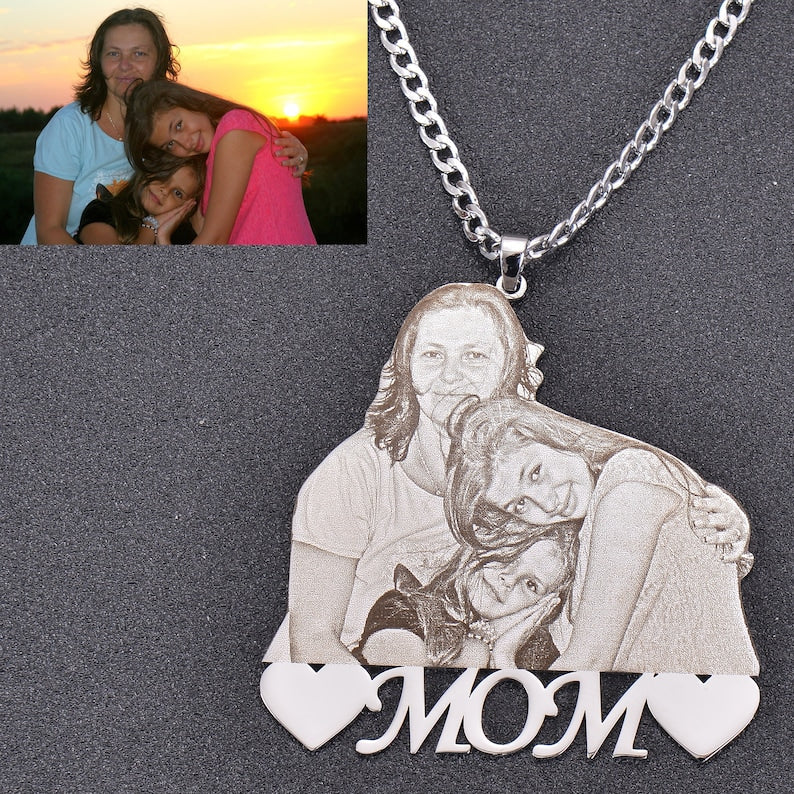 Collier pendentif personnalisé avec photo gravée
